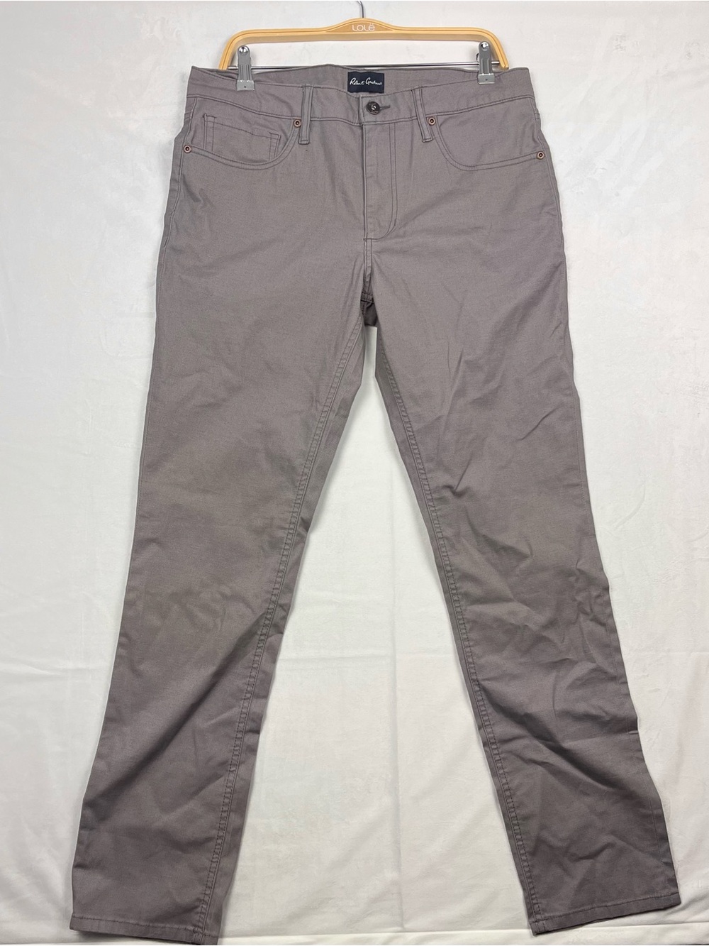 Robert Graham Grey Stretch Chinos Straight Leg Pants Size 34